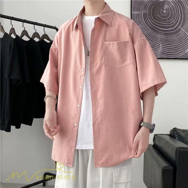 シャツ | 半袖 着痩せ 日常 おしゃれ カジュアル 韓国風 無地 新作 2021 夏コーデ ライトアウター ポケット 通勤通学 トップス ワイドゆったり 人気 上品