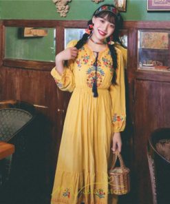 マキシ | ワンピース ロングワンピース エスニックワンピース コットン 花柄 刺繍 リゾートワンピース ワンピ 長袖 大人 夏 きれいめ フェミニン 秋 おしゃれ ゆったり