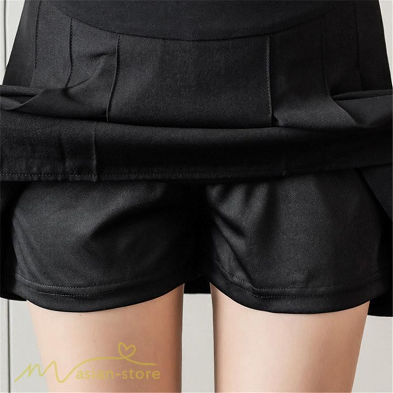 スカート | マタニティ レディース 無地 ミニマタニティ着痩せ プリーツ 裏地付き 夏 サマーマタニティウェア 上品 おしゃれ ウエスト調整