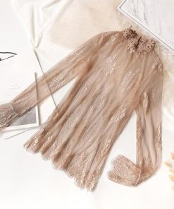 透かし編みトップス | トップス インナー ブラウス 長袖 レディース ネック シースルー