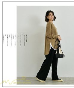 ｔシャツ・カットソー | Tシャツ 長袖 無地 着痩せ カットソー 長袖Tシャツ 無地 丸首 カジュアル 40代 50代 着回し 秋コーデ ゆったり 30代 フリーサイズ 20代 シンプル トップス