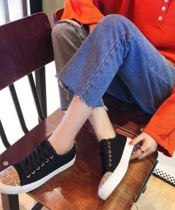 ショートブーツ | フラットシューズ レディースシューズ キャンバス ローカット スニーカー 靴 ぺたんこ キラキラ