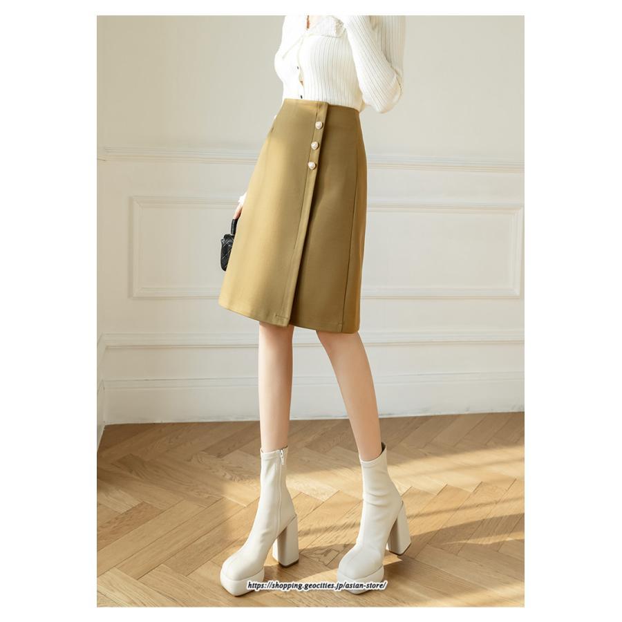 スカート | ミモレ丈ひざ丈レディース 無地 きれいめ 30代 40代 50代 着やせ 上品 通勤 通学 ラシャ キレイめ 2022新作 ハイウエスト 暖か 秋冬