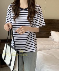 tシャツ・カットソー | Tシャツ レディース 春夏 トップス カットソー 半袖 シャツ ストライプ柄 20代30代40代50代 カジュアル お出かけ 上品 韓国ファッション 着回し 着痩せ 快適
