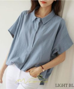 シャツ・ブラウス | ブラウス トップス 半袖 レディース 韓国風 2022新作 体型カバー シャツ 20代 30代 40代 50代 60代 大人 無地 可愛い ゆったり 夏 春 夏服 おしゃれ
