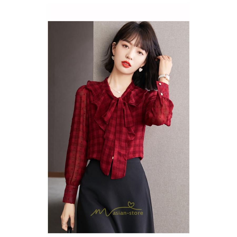 シャツ・ブラウス | シャツ ブラウス 春 秋 冬 シフォン 長袖 レディース フォーマル 通勤 OL オフィス ビジネス カジュアル リボン 綺麗 可愛い おしゃれ 高級感 キレイめ