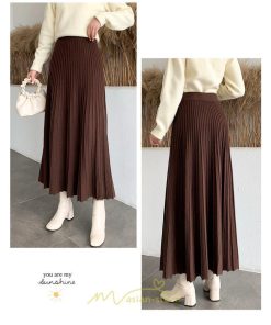 スカート | ロングレディース ニット ハイウエスト Aライン 着痩せ 秋冬新作 あったか 部屋着 おしゃれ ニット 外出 韓国ファッション 可愛い おうち時間