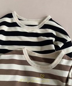 衣装 服 | 子供服 長袖Tシャツ キッズ 男の子 女の子 ロンT トップス 長袖 コットン 春 秋 カジュアル ボーダー柄 ナチュラル 可愛い 男女兼用