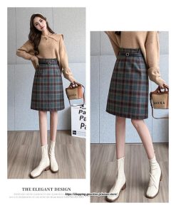 スカート | ミモレ丈 ひざ丈 レディース チェック柄 体型カバー 着痩せ Aライン ハイウエスト 上品 2022新作 通勤 秋冬コーデ オシャレ 韓国風 キレイめ
