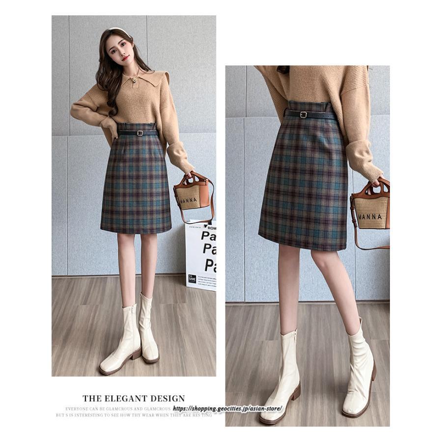 スカート | ミモレ丈 ひざ丈 レディース チェック柄 体型カバー 着痩せ Aライン ハイウエスト 上品 2022新作 通勤 秋冬コーデ オシャレ 韓国風 キレイめ