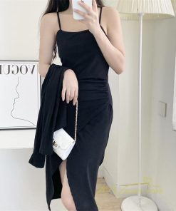 ミディアム | ワンピース タイトワンピース カーディガン セットアップ 2点セット セクシー 膝丈 スリット パーティー スリム キャミソールワンピース 大人 美ライン 無地