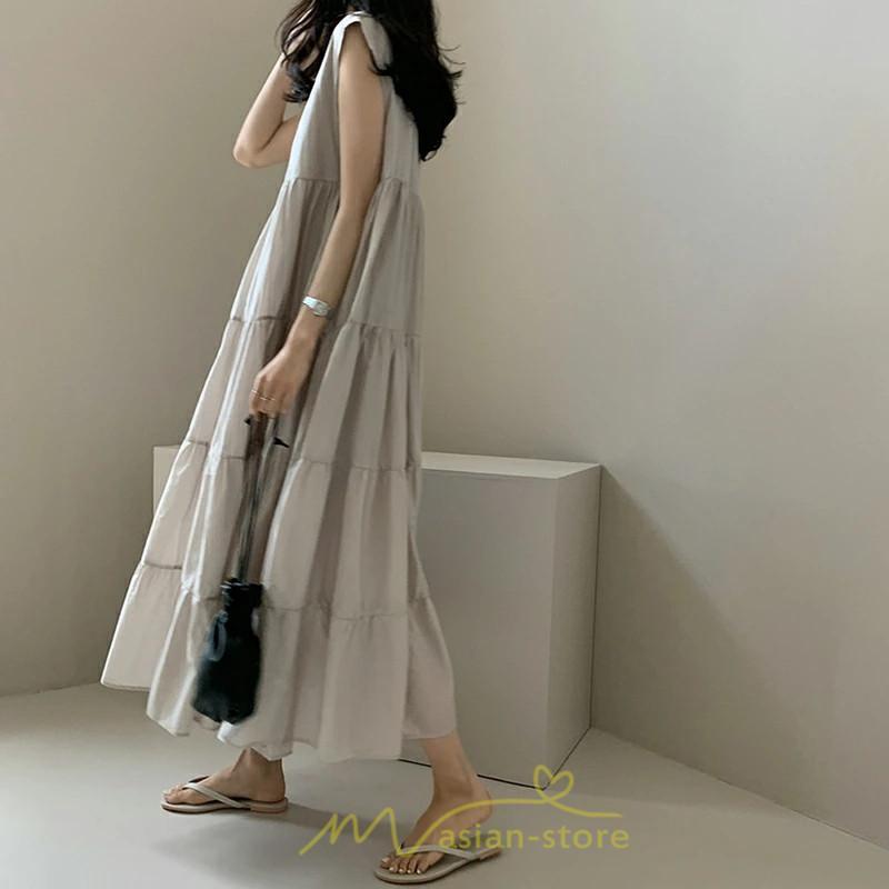 マキシ | 夏ワンピース ロングワンピース シフォンワンピース レディース ワンピ 体型カバー 50代 40代 30代 20代 可愛い 夏 春 大人 ノースリーブ 無地 涼しい