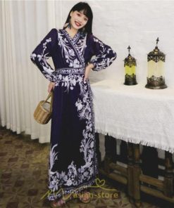 マキシ | マキシワンピース ロングワンピース レディース 夏 秋 長袖 紺 ゆったり Aライン 花柄プリント きれいめ リゾート 大人 20代 母 40代 同窓会 二次会 ママ 30代