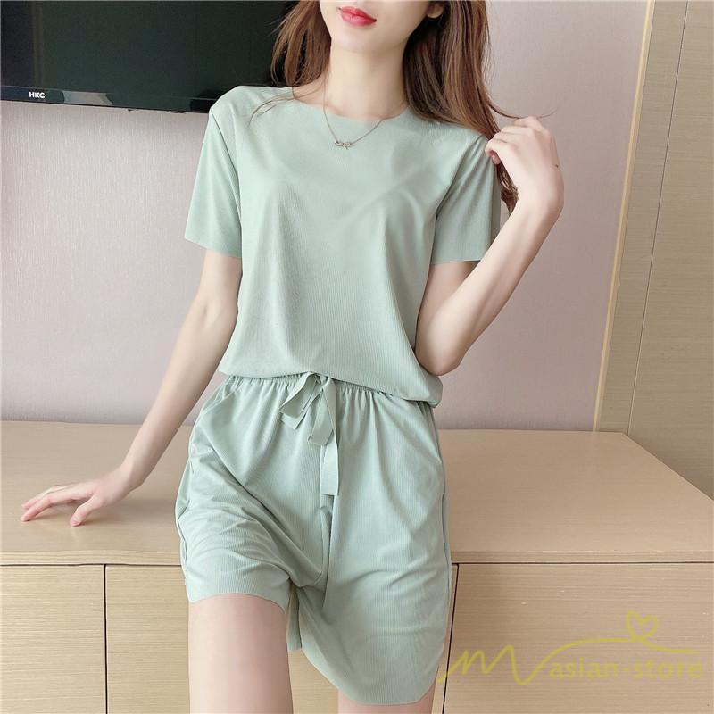パジャマ ルームウェア | パジャマ レディース 夏 半袖 ルームウェア 涼しい 部屋着 ナイトウェア 寝間着 柔らかく軽い薄手の快適Tシャツパジャマ 薄手パジャマ 部屋着 上下セット