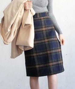 ひざ丈スカート | チェックスカート レディース ハイウエスト Aラインスカート ひざ丈 ボトムス
