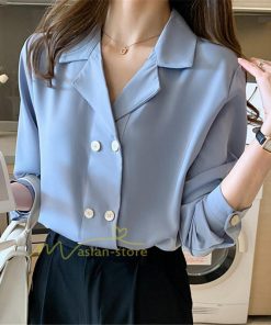 シャツ・ブラウス | ブラウス レディース 長袖ブラウス 春秋 オフィスブラウス 白vネック オシャレブラウス シフォントップス 韓国風 大人 上品 通勤OL ゆったりシャツ 50代 40代