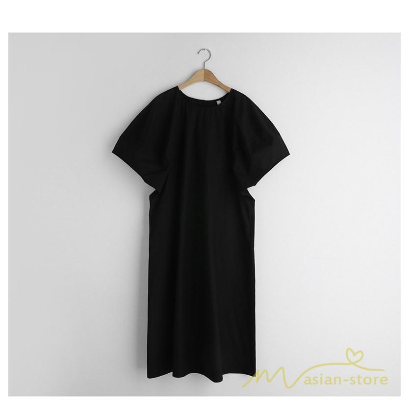 マキシ | ワンピース レディース パフスリーブロングワンピース ハーフスリーブ マキシワンピース ロング丈 半袖 マキシ丈 送料無料 韓国ファッション カジュアル