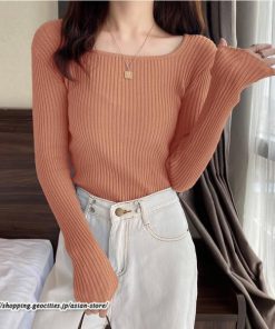 ニット・セーター | 秋 冬 ニット セーター 長袖 スクエアネック レディース トップス 無地 洗えるニット お洒落 シンプル 通勤 OL 上品 可愛い リブ きれいめ トレンド かわいい