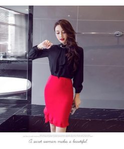 スカート | タイトマーメイドハイウエスト セクシーヒップアップ 膝丈無地 黒 オフィス 30代40代 50代 フォーマル