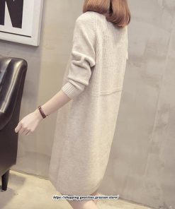 マキシ | ニットワンピース ワンピース レディース チュニック ハイネック ひざ丈 ゆったり セーター 暖か 無地 着痩せ キレイめ おしゃれ 上品 通勤 フェミニン