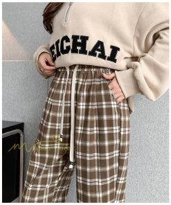 ワイドパンツ | レディース パンツ ゆったり 秋冬 コーデ カジュアル チェック柄 20代 30代 着痩せ 体型カバーロング丈 お出かけ ウエストゴム 50代 40代