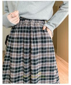スカート | チェックロングウエストゴム チェック柄 大人 ハイウエスト Aライン30代40代50代 通学通勤 可愛い スカート ゆったり