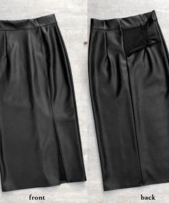 ひざ丈スカート | PUスカート フロントスリット セクシー