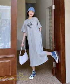 マキシ | ワンピース レディース Tシャツワンピース カットソー ロングTシャツ 夏新作 英字 半袖ワンピ ロングワンピ 大きいサイズ 体型カバー サマー 裾口スリット 夏物