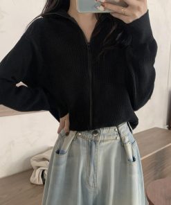 カーディガン | ジップアップニットブルゾン 韓国風 秋冬