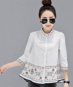 シャツ・ブラウス | シャツ ブラウス レデイース 刺繍 花柄 トップス ファッション シンプル デイリーコーデ エスニック トレンド お出かけ フェミニン エレガント カジュアル