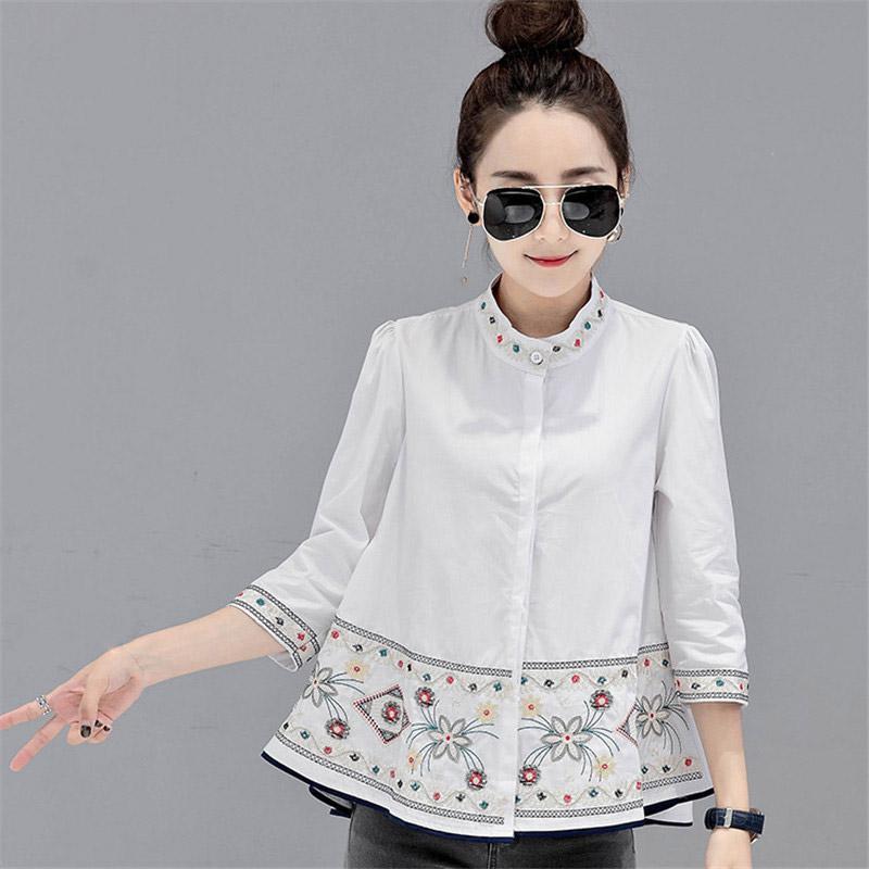 シャツ・ブラウス | シャツ ブラウス レデイース 刺繍 花柄 トップス ファッション シンプル デイリーコーデ エスニック トレンド お出かけ フェミニン エレガント カジュアル
