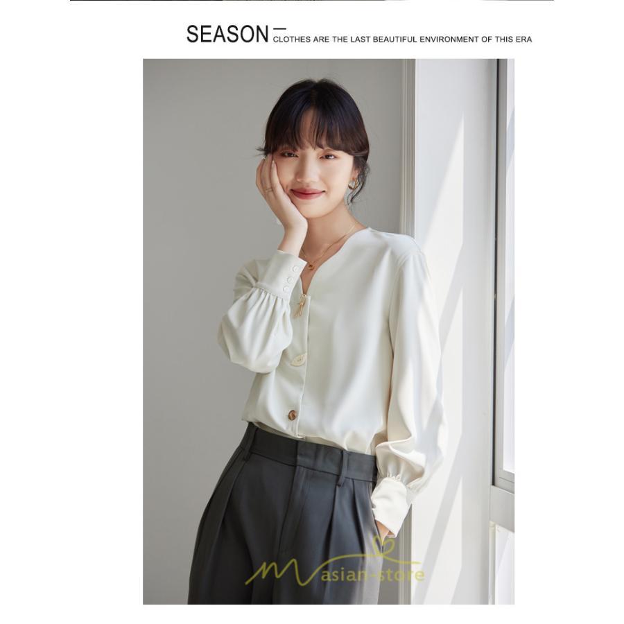 シャツ・ブラウス | ブラウス レディース シャツ トップス Vネック 長袖シャツ 無地 オフィス カジュアル おしゃれ 通勤 お仕事 フォーマル 上品 20代30代40代50代 可愛い