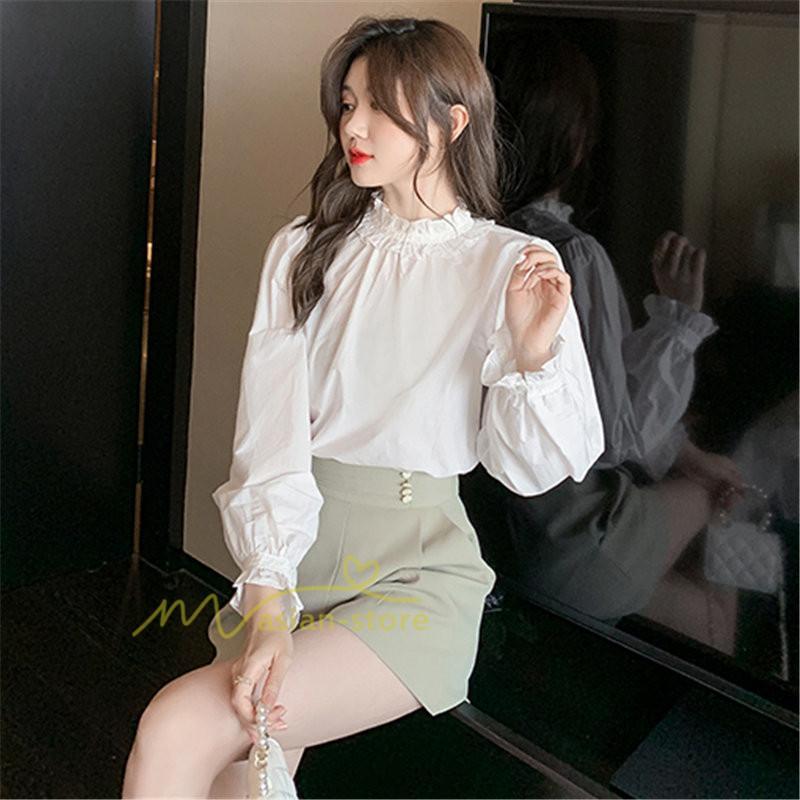 シャツ・ブラウス | ブラウス レディース きれいめ 40代 春秋 上品 無地 ブラウス 長袖 ゆったり オシャレ 韓国風 通勤 着痩せ フェミニン 30代 大人 カジュアル レース付き 50代