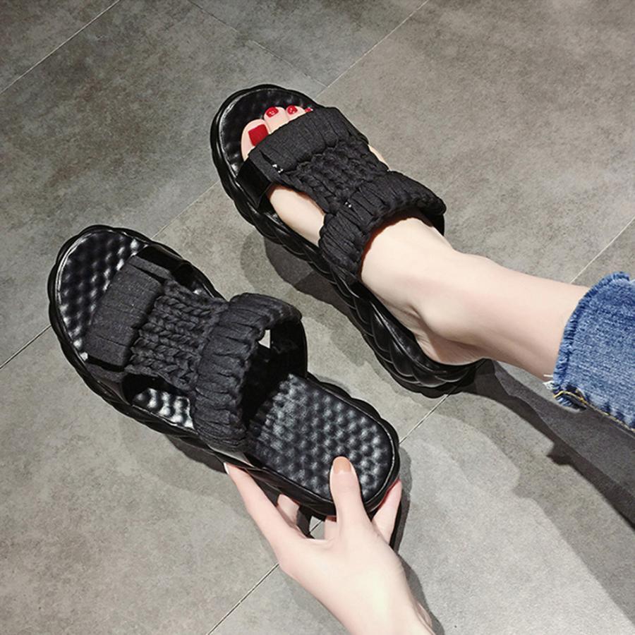 サンダル | 厚底メッシュ ニットサンダル