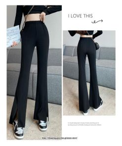 チノ・テーパード・ジョガー・スキニーパン | パンツ レディース フレアパンツ ロングパンツ 千鳥格柄 ブラック スリット カジュアル ハイウエスト お出かけ かわいい スキニーパンツ トレンド おしゃれ