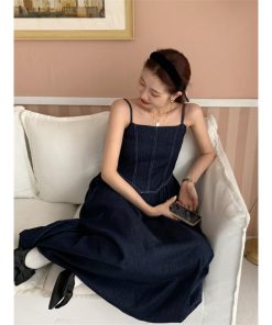 マキシ | デニムワンピース キャミソールワンピース ロングワンピース キャミワンピース レディース ワンピ 後ろゴム・キャザーデザイン 30代40代50代 可愛い 大人