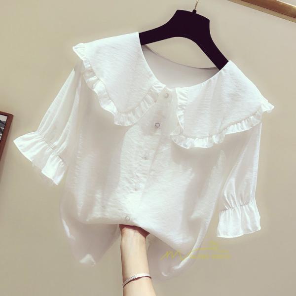 シャツ・ブラウス | ブラウス シャツ レディース スクエアネック 半袖 可愛い ブラウス 着痩せ 半袖トップス ベルスリーブ きれいめ 通勤 デイリーコーデ 韓国ファッション