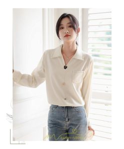 シャツ・ブラウス | ブラウス トップス レディース Vネック秋 シンプル 着回し カジュアル 通勤 オフィス お出かけ 上品 フェミニン 女子会 就活 デート お仕事 エレガント 二次会