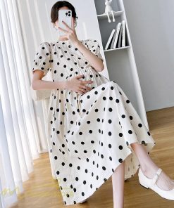ワンピース | マタニティレディース 着痩せ ゆったり 半袖 ドット柄 妊婦服 マタニティウェア 上品 サマー マタニティ お出かけ カジュアル 膝丈