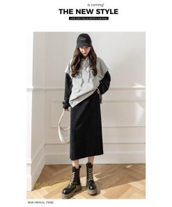 スカート | Aライン秋冬コーデ ウエストゴム カジュアル 20代 30代 着痩せ 秋 冬 ひざ下丈 パイル地 OL 40代 ポケット ビジネス 50代 裾口スリット