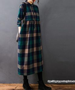マキシ | チェック柄ワンピースリネン風 シャツワンピース 30代レディース秋物長袖 綿麻風 ゆったり ゆるシルエット 大人 チェック柄 可愛い 通学通勤 ロングシャツ