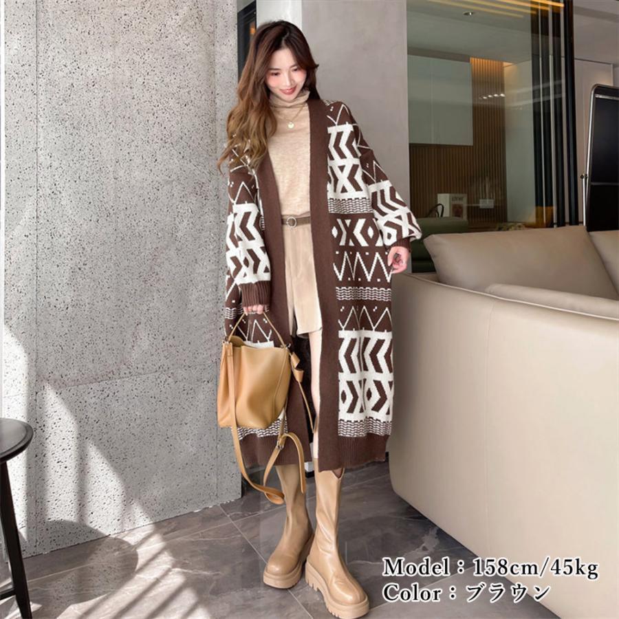 カーディガン | ニットロングカーディガンレディース韓国冬