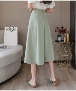 スカート | ミモレフレアAライン無地 エレガント 大きいサイズ 裾広い ハイウエスト 着痩せ 裏地付き 後ろファスナー レディース 通学通勤 体型カバー
