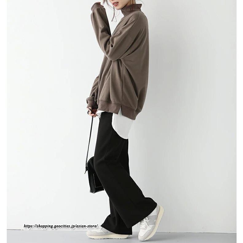 パーカー | 裏起毛トレーナー レディース スウェット トップス ボリューム感 ビッグシルエット オーバーサイズ あったか トレーナー 無地 秋冬 軽い しっとり