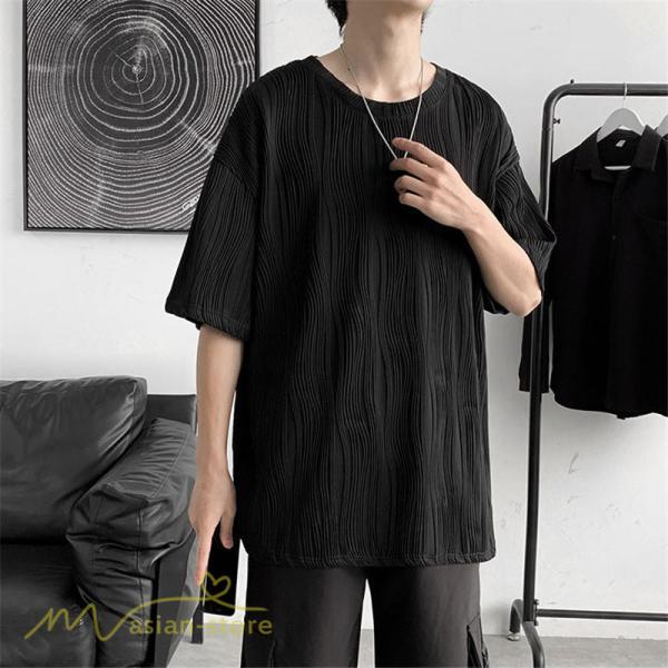 Tシャツ | Tシャツ メンズ カットソー 半袖丸首 シンプル ストライプ 夏新作 カッコウイイ メンズスタイル 上品 半袖 白 カジュアル 黒 クルーネック