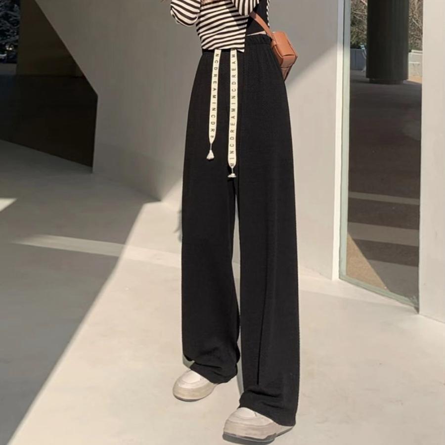 ワイドパンツ | ワッフル調ストレートパンツ レディース夏