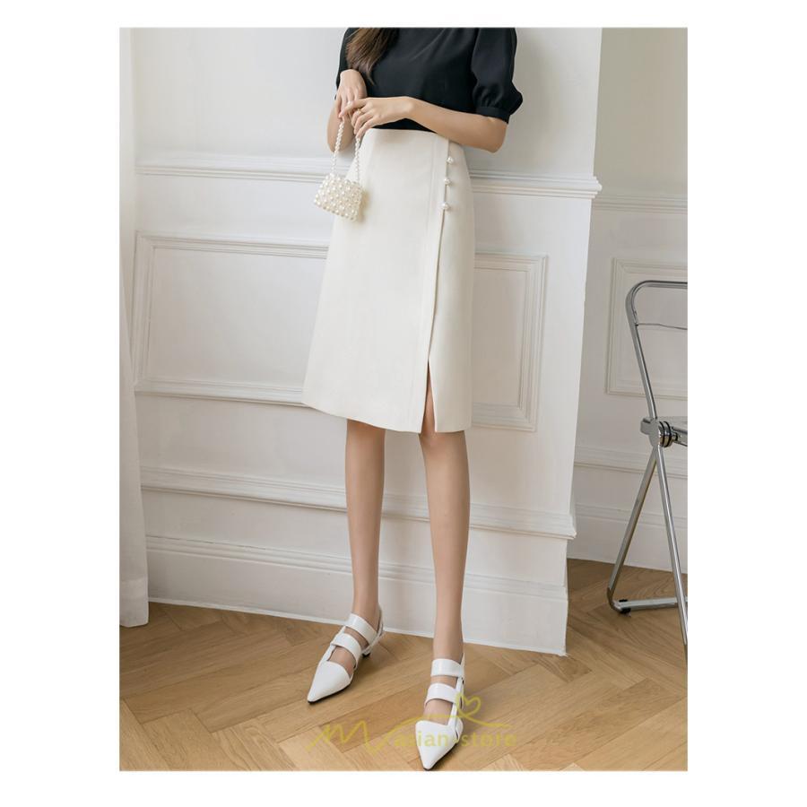 スカート | 膝丈 ひざ丈 Aラインスリット レディース 夏 おしゃれ 夏大人カジュアル 脚長 着痩せ ハイウエスト 上品 春夏秋冬 セクシー