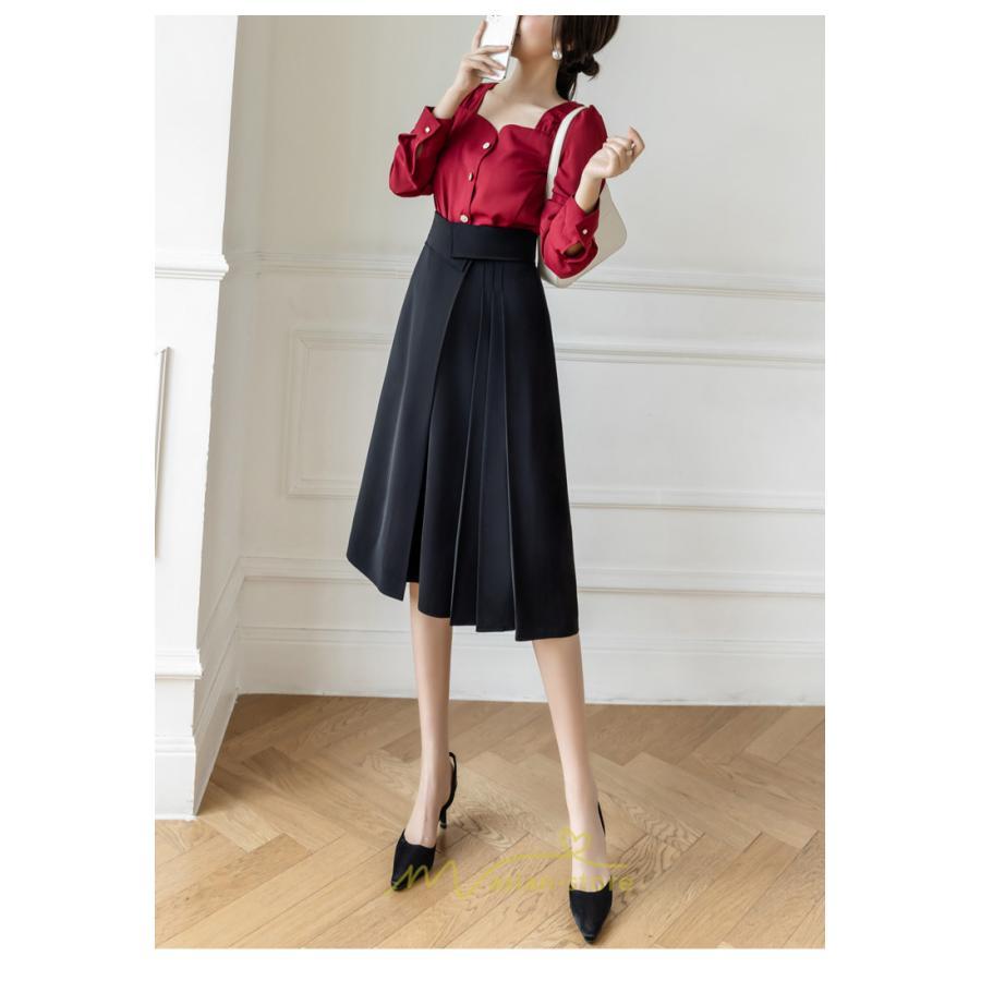 スカート | レディース ロング フレア 黒 Aライン 秋冬 ミモレ ハイウエスト 体型カバー キレイめ オシャレ フェミニン 着痩せ 通勤 お出かけ 可愛い 通学