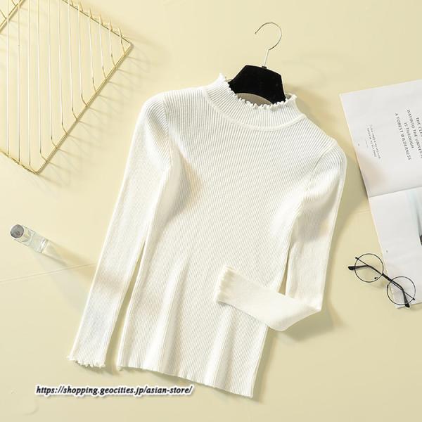 ニット・セーター | カットソー ニット レディース リブニット 長袖 秋冬 春 トップス スリム ストレッチ インナー 無地 着痩せ 通学通勤 長袖カットソー プルオーバー 長袖ニット