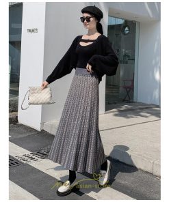 スカート | プリーツロング丈 プリーツ ロング2022 冬 秋 ニット 暖か  Aライン 着回し 通勤 出勤 おでかけ お出かけ デート 女子会 旅行